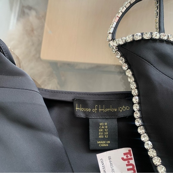 HOUSE OF HARLOW BLACK RHINESTONE MINI DRESS - Picture 8 of 9